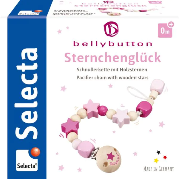 Schmidt Spiele bellybutton: Schnullerkette Sternchenglück rosa Sonderangebot der Fabrik