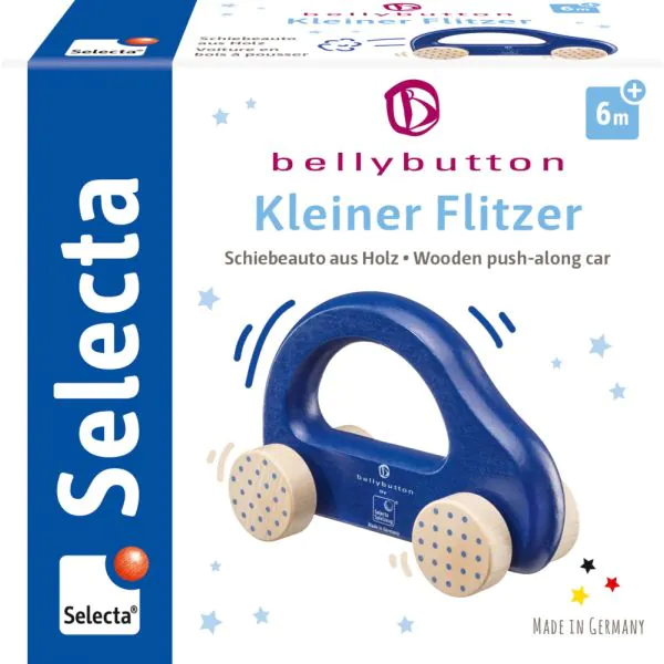 Schmidt Spiele bellybutton: Kleiner Flitzer, Greifling aus Holz, Blau, 10cm Super Rabatt