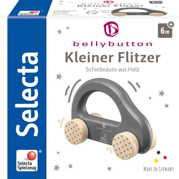 Schmidt Spiele bellybutton: Kleiner Flitzer, Greifling aus Holz, Grau, 10cm Kostenloser Versand international