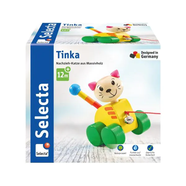 Schmidt Spiele Tinka, Nachzieh Katze aus Massivholz, 12 cm im Angebot