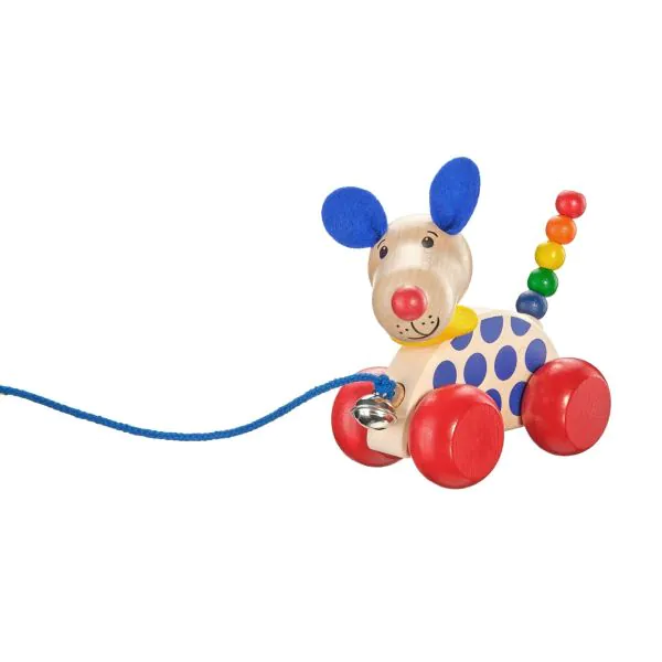 Schmidt Spiele Nico-Nachzieh-Hund, Schiebe-und Nachziehspielzeug aus Holz, 12 cm Limitierter Zeitrabatt