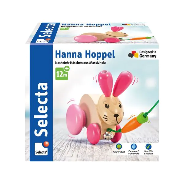 Schmidt Spiele Hanna Hoppel, Nachziehspielzeug aus Holz, 13 cm Fabrikpreis
