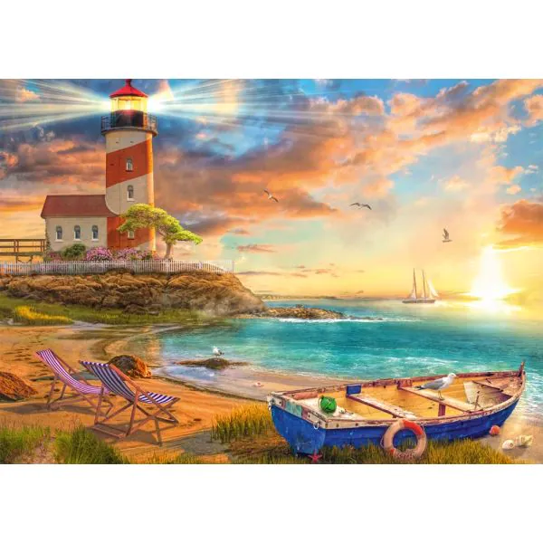 Schmidt Spiele Sonnenuntergang in der Leuchtturm-Bucht, 1.000 Teile Puzzle Große Rabatte