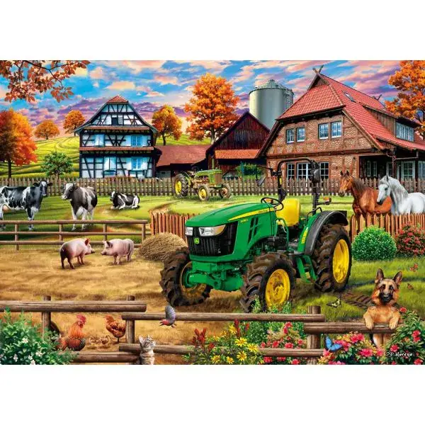 Schmidt Spiele John Deere: Bauernhof mit Traktor 5050E, 1.000 Teile Puzzle Super Sparpreis