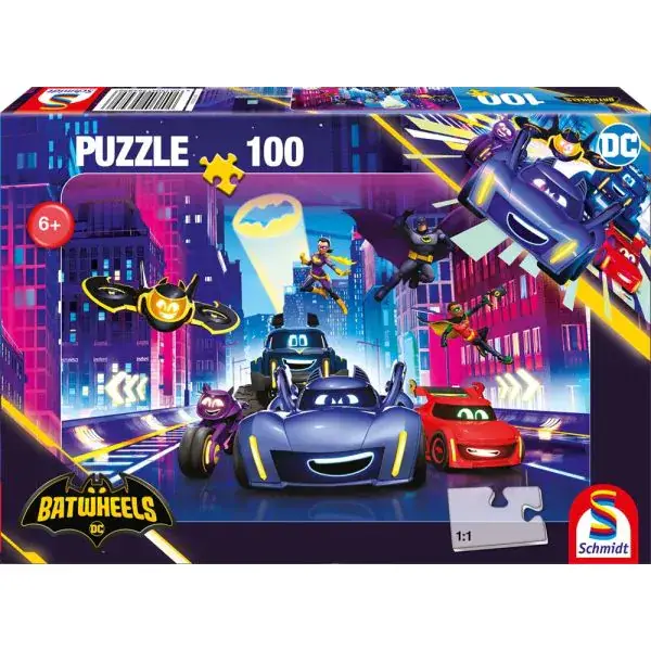 Schmidt Spiele DC Batwheels: Turbogeladene Action in Gotham City, 100 Teile Kinderpuzzle