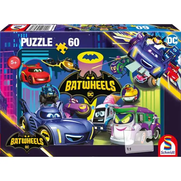 Schmidt Spiele DC Batwheels: Batmobile gegen Legion der Düser, 60 Teile Kinderpuzzle