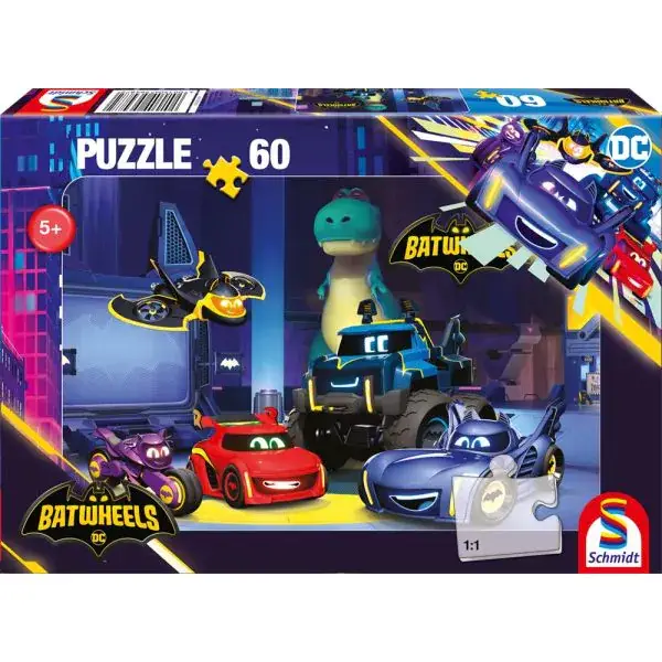 Schmidt Spiele DC Batwheels: Bam, Batwing, Bibi, Buff und Redbird in der Bathöhle, 60 Teile Kinderpuzzle