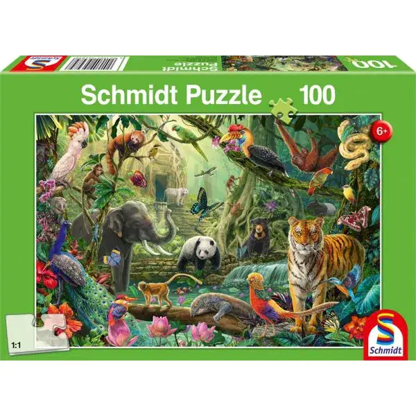 Schmidt Spiele Bunte Tierwelt im Dschungel, 100 Teile Kinderpuzzle Riesige Rabatte