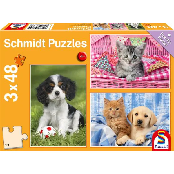 Schmidt Spiele Meine liebsten Haustierbabys, 3 x 48 Teile Kinderpuzzle Speichern exportieren