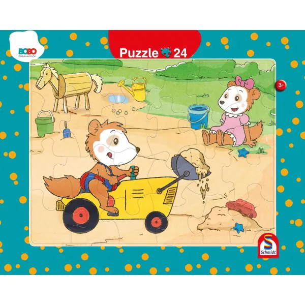 Schmidt Spiele Bobo Siebenschläfer: 2 Kinder Rahmenpuzzle, 24 Teile/ 40 Teile