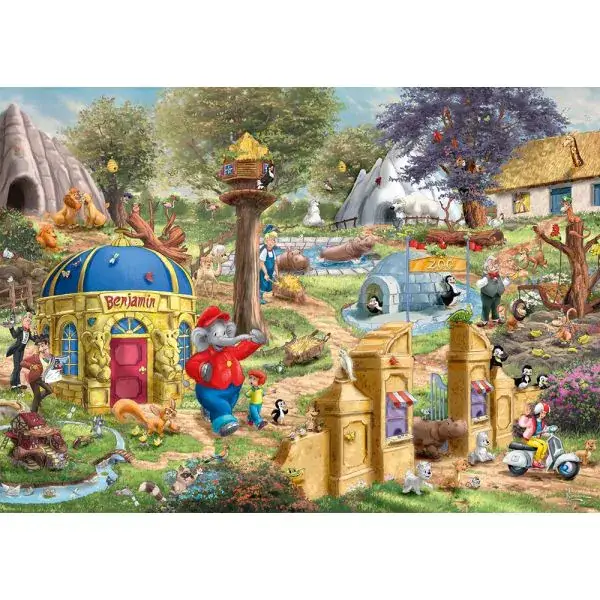 Schmidt Spiele Thomas Kinkade Studios: Benjamin Blümchen, Ein Tag im Neustädter Zoo, 1.000 Teile Puzzle Bestseller