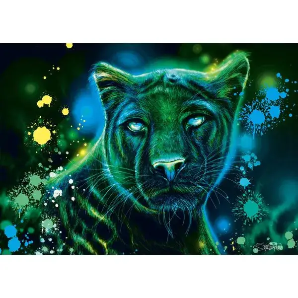 Schmidt Spiele Sheena Pike: Neon Blau-grüner Panther, 1.000 Teile Puzzle Super Sparpreis