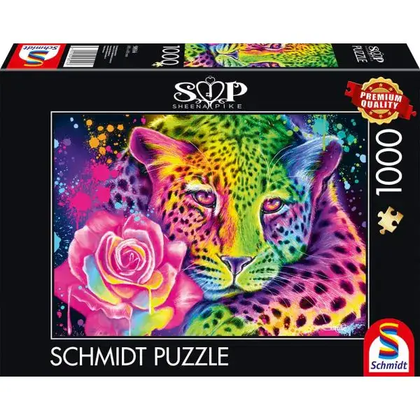 Schmidt Spiele Sheena Pike: Neon Regenbogen-Leopard, 1.000 Teile Puzzle Begrenzte Freigabe