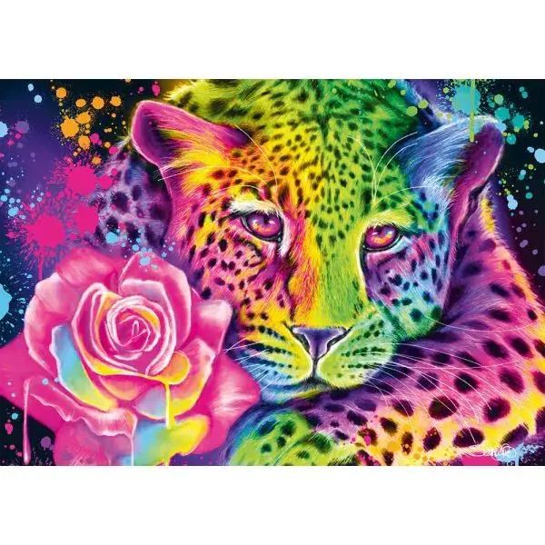 Schmidt Spiele Sheena Pike: Neon Regenbogen-Leopard, 1.000 Teile Puzzle Begrenzte Freigabe