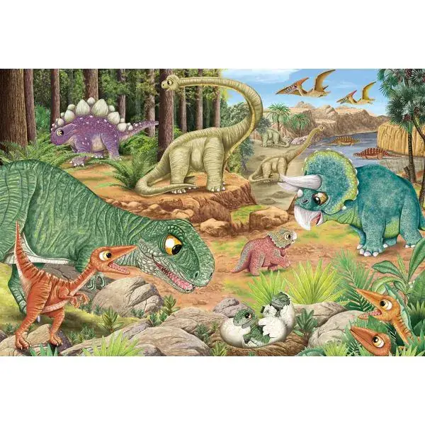 Schmidt Spiele Spaß mit Dinosauriern, 3x 24 Teile Kinderpuzzle Sonderangebot der Fabrik
