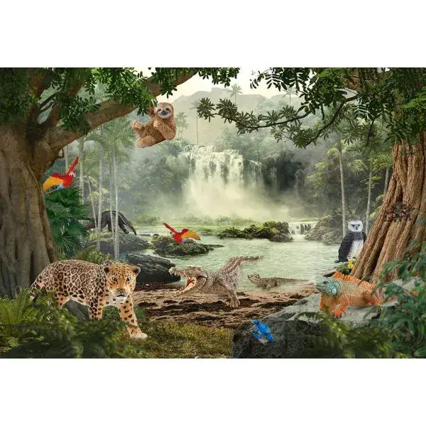 Schmidt Spiele Schleich ®: Wild Life - Im Regenwald, 100 Teile Kinderpuzzle mit Add-on (eine Original Krokodil junges Figur) Vierteljährliche Förderung