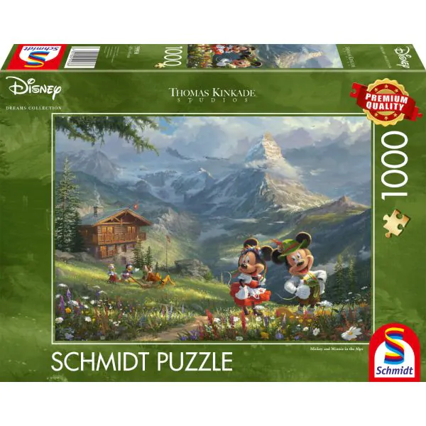 Schmidt Spiele Thomas Kinkade Studios: Disney Dreams Collections - Mickey & Minnie in den Alpen , 1.000 Teile Puzzle