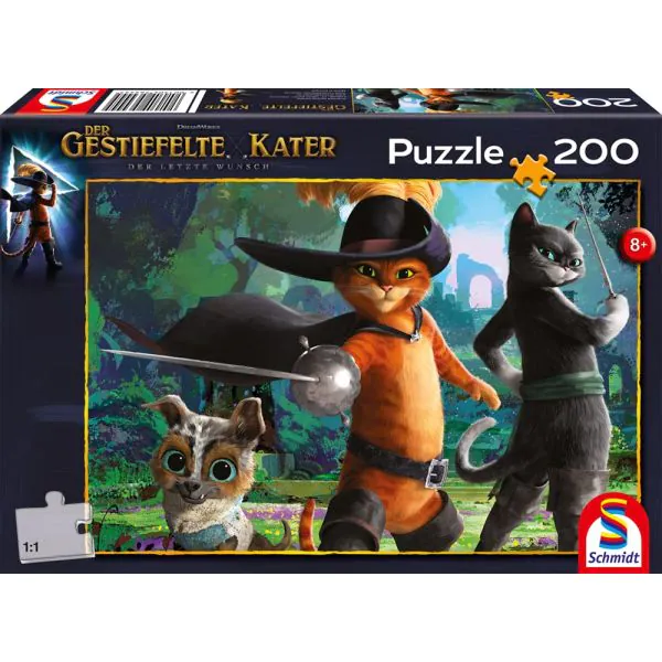 Schmidt Spiele Der gestiefelte Kater - Bereit für ein Gefecht, 200 Teile Kinderpuzzle