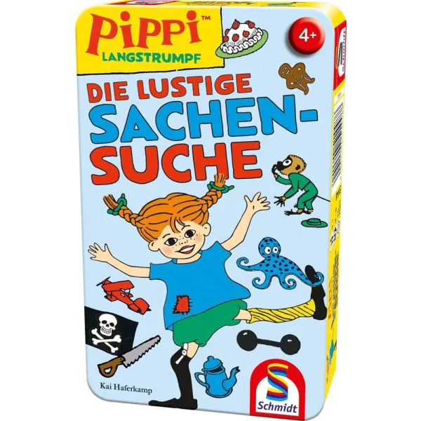 Schmidt Spiele Pippi™ Langstrumpf: Die lustige Sachensuche, Reisespiel in der Metalldose