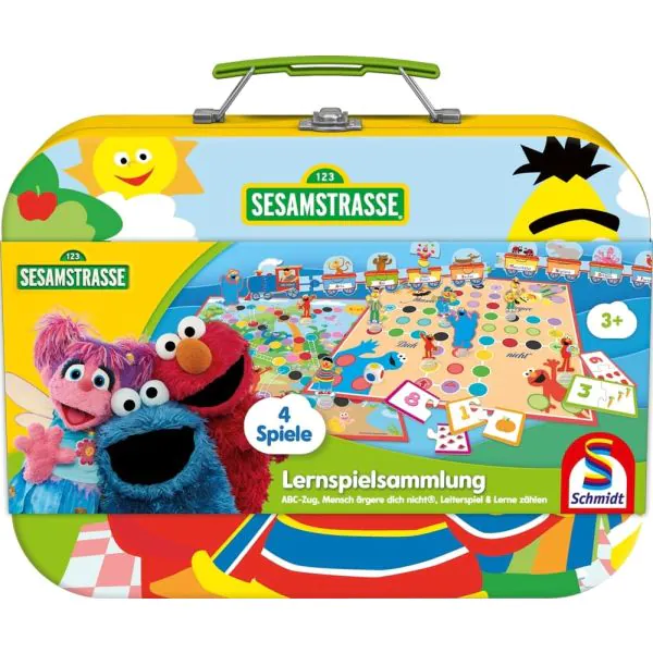 Schmidt Spiele Sesamstrasse®: Lernspielsammlung (4 Spiele), Kinderspiel im Metallkoffer