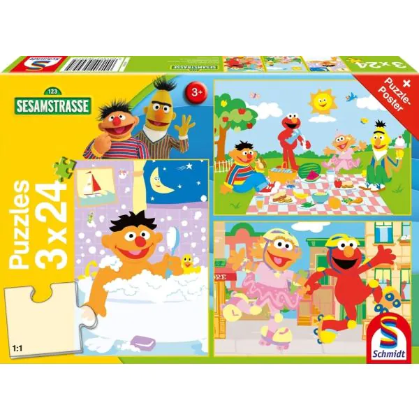 Schmidt Spiele Sesamstrasse®: Sachen machen, 3x24-teiliges Kinderpuzzle