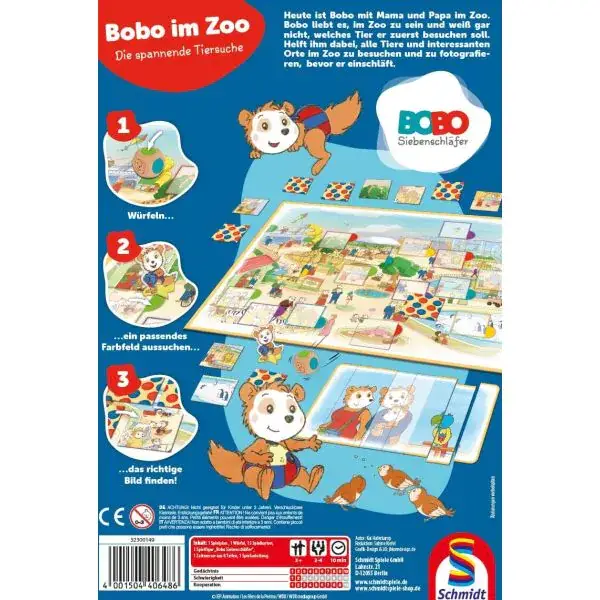 Schmidt Spiele Bobo Siebenschläfer: Bobo im Zoo – Die spannende Tiersuche, Kinderspiel Neuheiten
