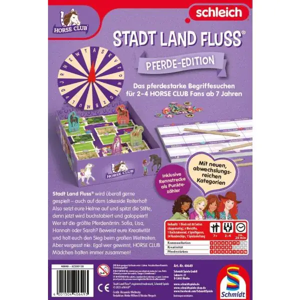 Schmidt Spiele Schleich ®: Horse Club - Stadt Land Fluss®, Kinderspiel Bestseller