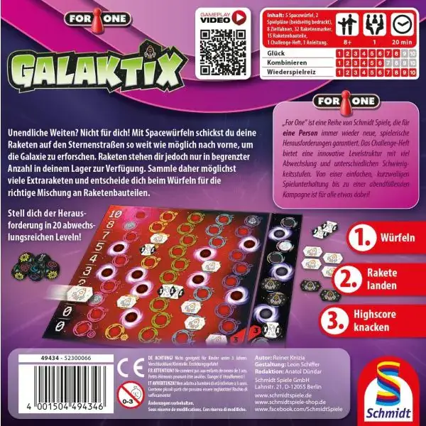 Schmidt Spiele For One – Galaktix, Familienspiel Letzter Tag