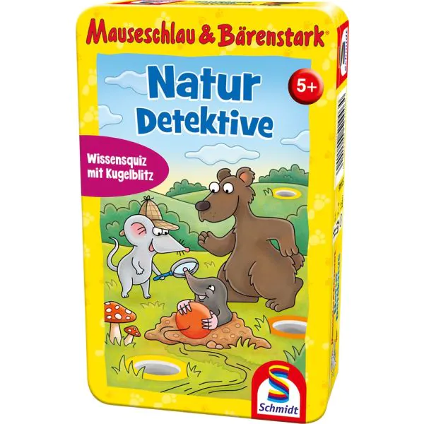 Schmidt Spiele Mauseschlau & Bärenstark: Naturdetektive, Reisespiel in der Metalldose