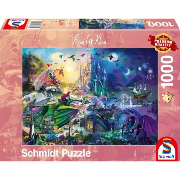 Schmidt Spiele Rose Cat Khan: Nächtlicher Drachen-Wettstreit, 1.000 Teile Puzzle