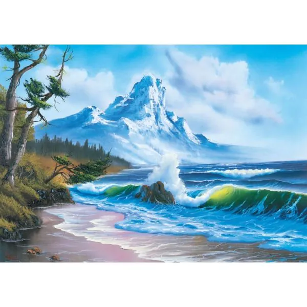 Schmidt Spiele Bob Ross: Berg am Meer, 1.000 Teile Puzzle Nur für heute