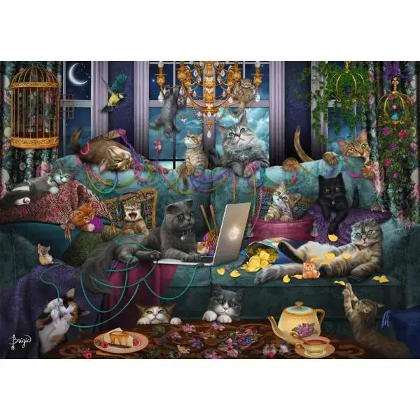 Schmidt Spiele Brigid Ashwood: Katzen in Quarantäne, 1.000 Teile Puzzle Nur noch ein Tag übrig