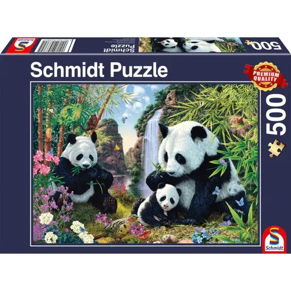 Schmidt Spiele Pandafamilie am Wasserfall, 500 Teile Puzzle