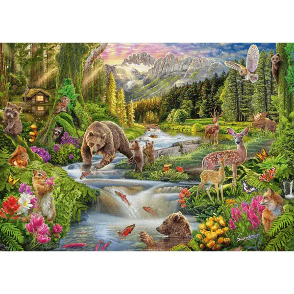 Schmidt Spiele Steve Sundram: Wildtiere am Waldesrand, 1.000 Teile Puzzle Valentinstagsangebot