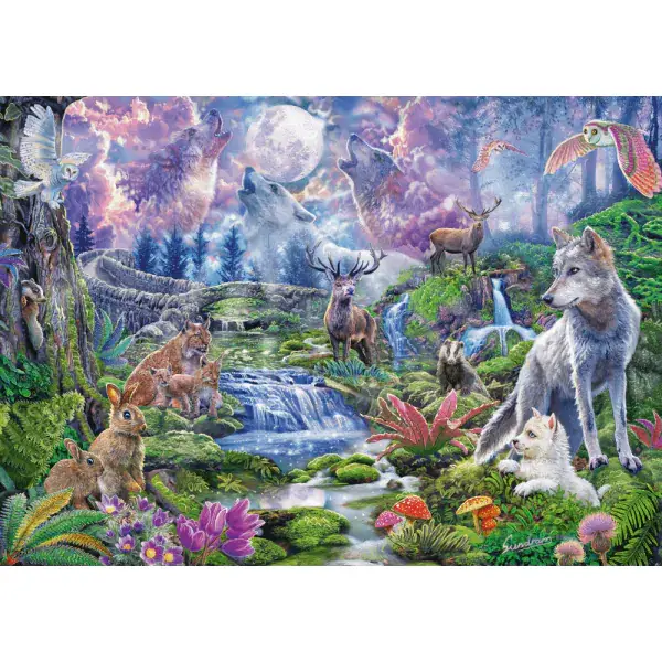 Schmidt Spiele Steve Sundram: Wildtiere im Mondschein, 1.000 Teile Puzzle Jubiläumsangebot