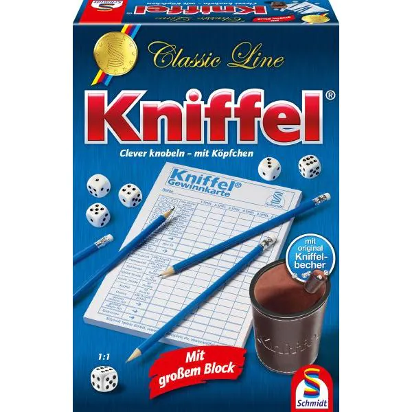 Schmidt Spiele Kniffel® mit großem Spielblock und original Kniffelbecher