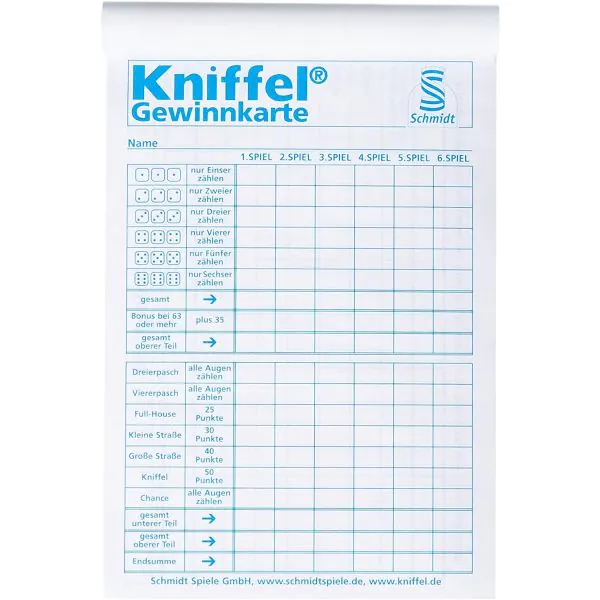 Schmidt Spiele Großer Kniffelblock (100 Blatt) 50% Rabatt für begrenzte Zeit