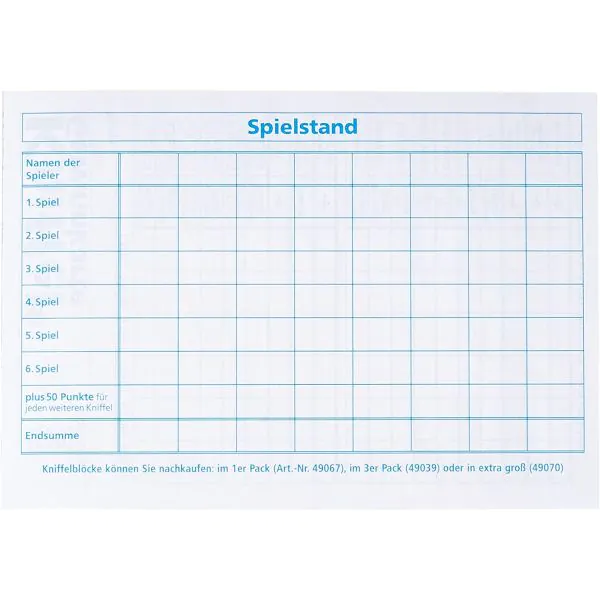 Schmidt Spiele Großer Kniffelblock (100 Blatt) 50% Rabatt für begrenzte Zeit