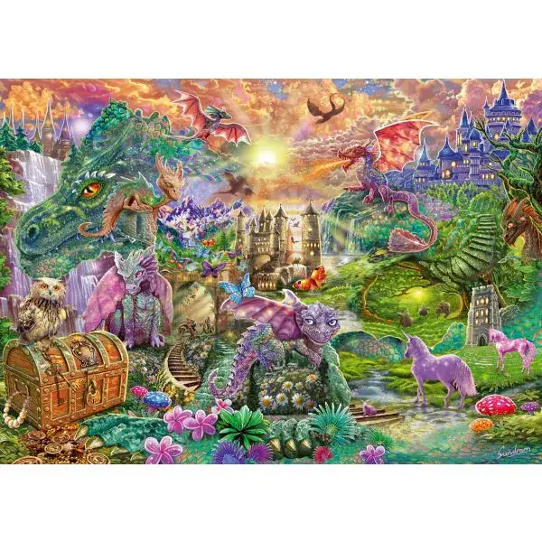 Schmidt Spiele Verzaubertes Drachenland, 1.000 Teile Puzzle Vatertagsangebot