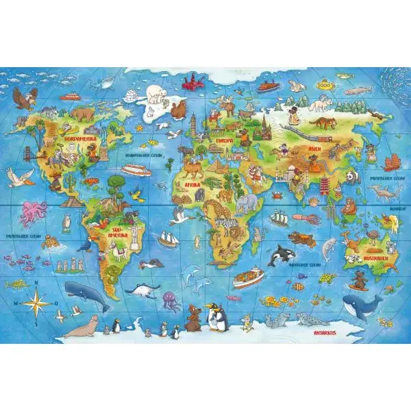 Schmidt Spiele Mauseschlau & Bärenstark: Reise um die Welt, 100 Teile Kinderpuzzle mit Add-on (Wissensbüchlein) Top Angebot