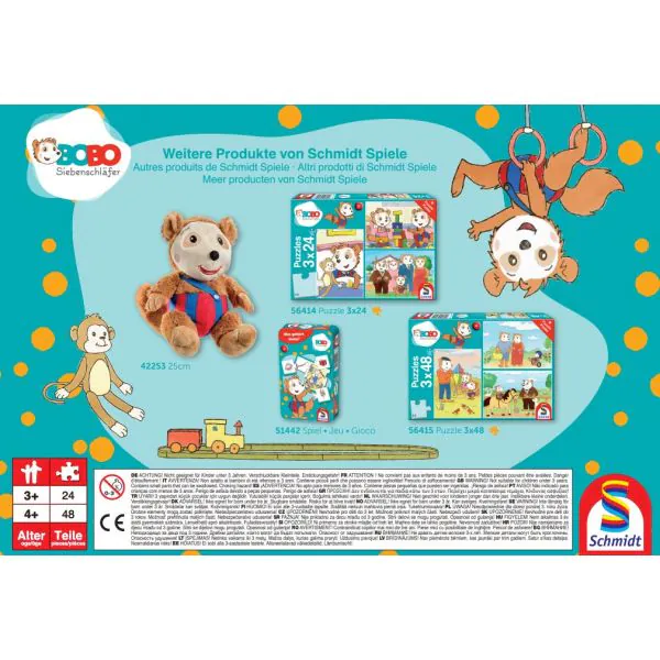 Schmidt Spiele Bobo Siebenschläfer: Freunde und Familie, 3x24 Teile Kinderpuzzle Exklusive Angebote
