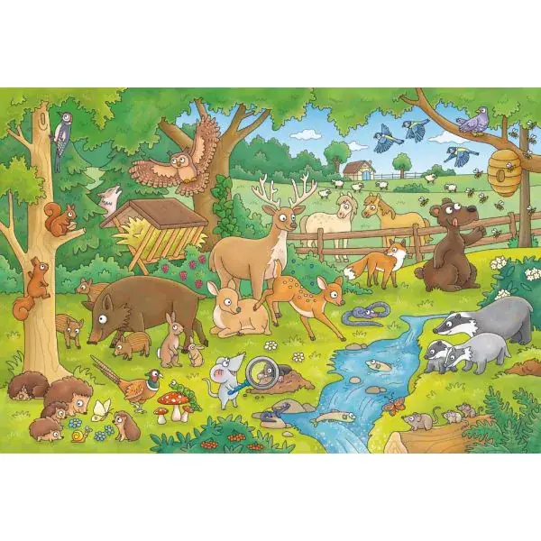 Schmidt Spiele Mauseschlau & Bärenstark: Reise in die Natur, 3x48 Teile Kinderpuzzle mit Add-on (Wissensbüchlein) Saisonale Angebote