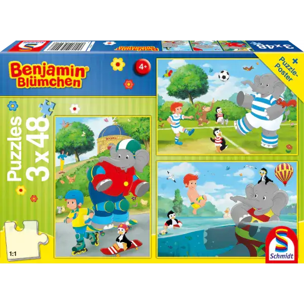 Schmidt Spiele Benjamin Blümchen: Sport und Spiel mit Törööö!, 3x48 Teile Kinderpuzzle Clearance-Verkauf