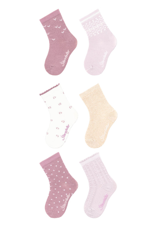 Sterntaler Socken 6er Pack Herzen aus Baumwoll-Mischgewebe