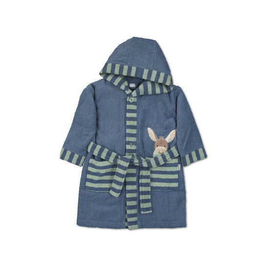 Sterntaler Bademantel Esel Emmilius mit Kapuze in Mittelblau