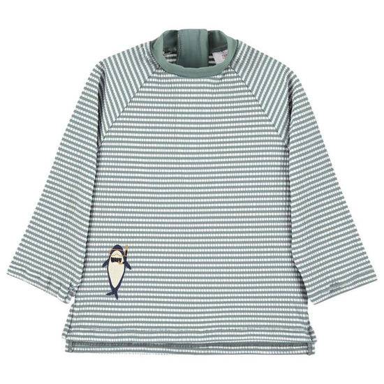 Sterntaler Langarm-Schwimmshirt in dunkelgrün mit Hai-Print
