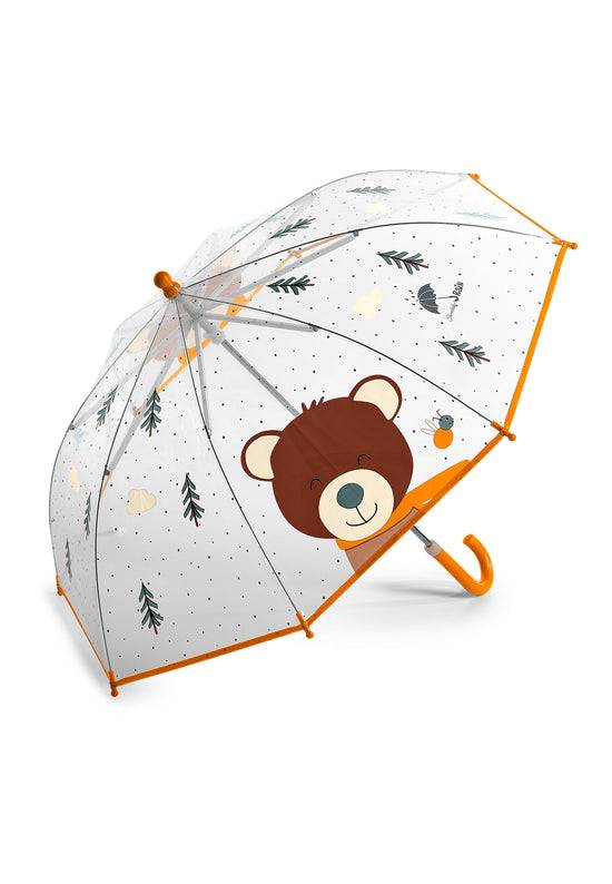 Sterntaler Kinder Regenschirm Bär Ben Transparent/Braun/Gelb