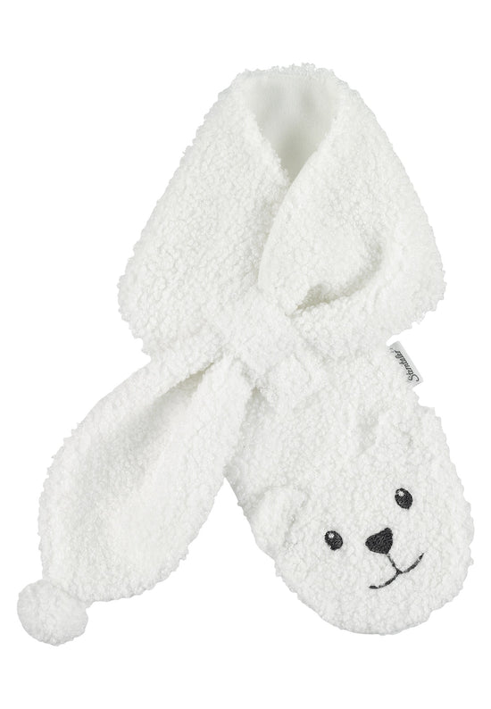 Sterntaler Kinderschal aus Teddyplüsch mit Tiergesicht Eisbär