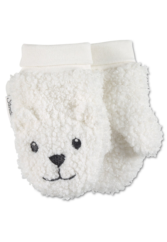 Sterntaler Fäustling aus Teddyflausch mit Tiergesicht Eisbär