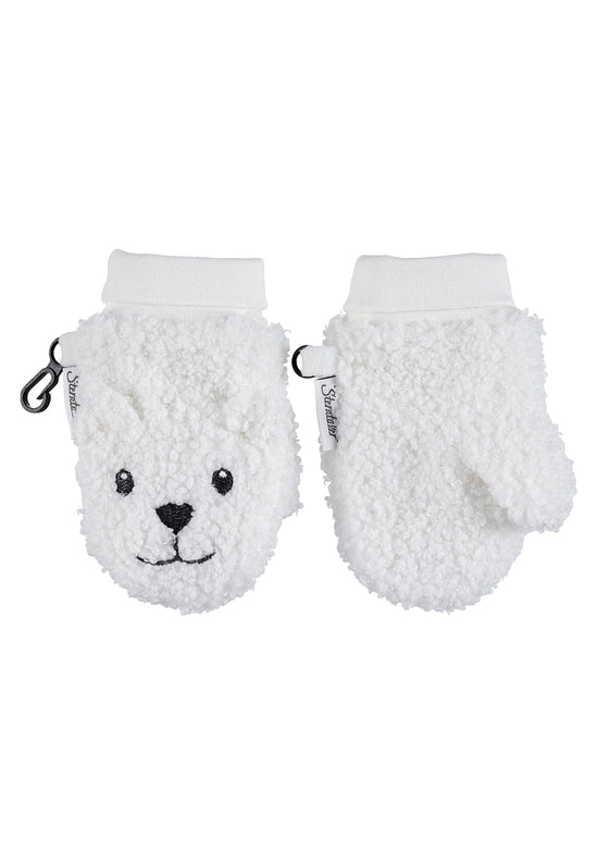 Sterntaler Fäustling aus Teddyflausch mit Tiergesicht Eisbär Online Outlet